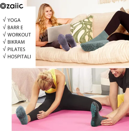 Miniatura 7 de Ozaiic Calcetines de agarre antideslizantes para yoga hogar entrenamiento barra pura pilates hospital calcetines de cojín ideales para hombres