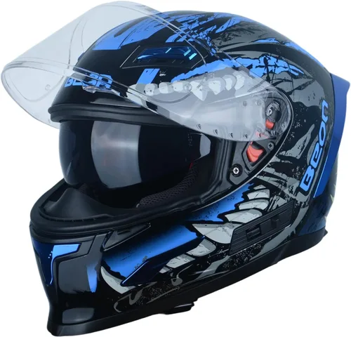 Miniatura 7 de BEON Full Face Motorcycle Helmet, Street Bike Helmet with Clear&Tinted Visors and Multiple Vents, Motocross Casco DOT Approved for Adult Men Women