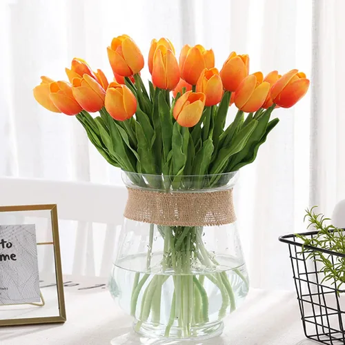 Miniatura 9 de 30 tulipanes reales al tacto, flores de poliuretano, tulipanes artificiales para arreglos de boda, fiesta, Pascua, primavera, hogar, comedor, Rosa