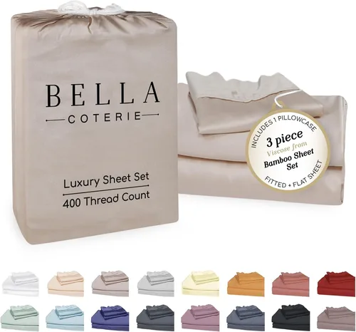 Miniatura 89 de Bella Coterie - Juego de sábanas de lujo de viscosa de bambú para cama tamaño split king 2 sábanas ajustadas para camas Sleep Number y camas 06
