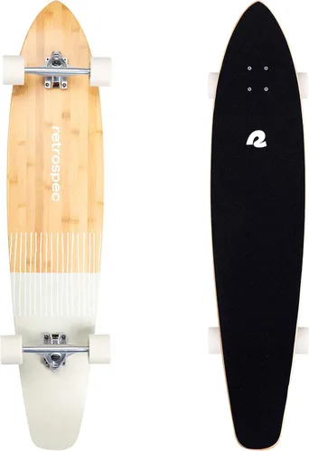 Miniatura 12 de Retrospec Zed Pintail & Cruiser Longboard Patineta para Adultos - Tabla de 112 cm de bambú y arce canadiense con rodamientos ABEC-7, ruedas de Aqua