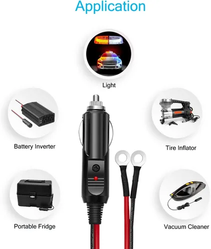 Miniatura 6 de Chanzon 6 pies/3 pies UL listado 12V/24V 15A macho a macho enchufe para encendedor de cigarrillos, cable cargador resistente con protección LED y 6