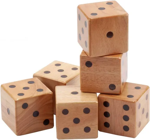 Miniatura 4 de GSE Games & Sports Expert Juego de dados gigantes de roble prémium de 3.5 pulgadas con cubo y tarjeta de puntuación Yardzee y Farkle. Juego