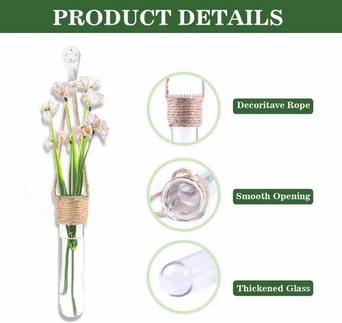 Miniatura 4 de ARTORA Maceta de cristal colgante para propagación de plantas, terrario, montaje en pared, florero decorativo para cultivo de plantas hidropónicas