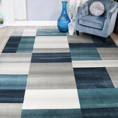 Miniatura 10 de Superior alfombra de área de la colección diseñador Clifton, 8 mm de altura de apilado, con respaldo de yute, diseño geométrico contemporáneo, Beige