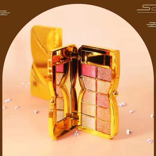 Miniatura 6 de Paleta de sombras de ojos doradas brillantes – 10 colores brillantes sombra de ojos purpurina altamente pigmentada, de larga duración, impermeable