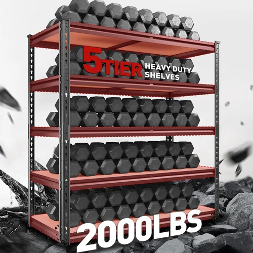 Miniatura 2 de REIBII Estantería de garaje de 2000 libras, estantes de almacenamiento resistentes de 72 pulgadas de alto, estantes de metal ajustables para garaje