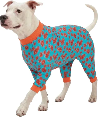Miniatura 13 de LovinPet Sudadera para perro, tela elástica ligera, estampado de dinosaurio verde oscuro, protección solar, camisa para aliviar la ansiedad