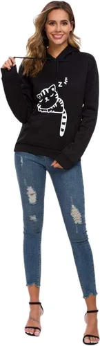 Miniatura 5 de Sudadera con capucha sin botones para mujer, diseño de gato con orejas de gato