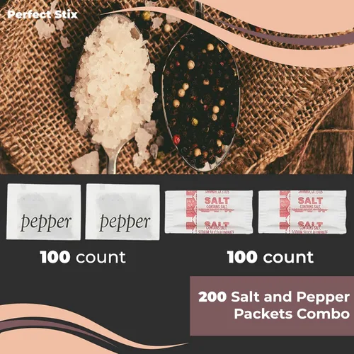 Miniatura 3 de Perfect Stix - Paquetes de sal y pimienta-200 paquetes de sal y pimienta combinados -100 de cada uno (200 paquetes en total)