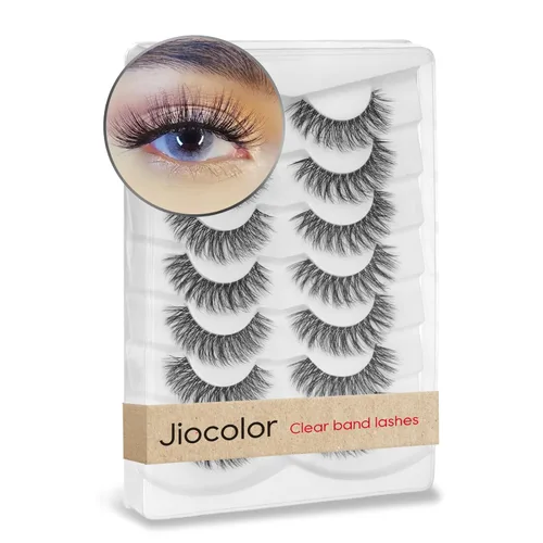 Miniatura 13 de Jiocolor - Pestañas naturales que parecen extensiones, pestañas de tira, aspecto natural, banda delgada, pestañas postizas finas, pestañas de ojo