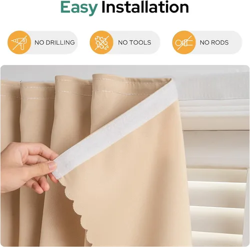 Miniatura 7 de Cortinas autoadhesivas, sin taladrar, sin varilla, cortinas opacas fáciles de instalar para persianas de ventana, dormitorio