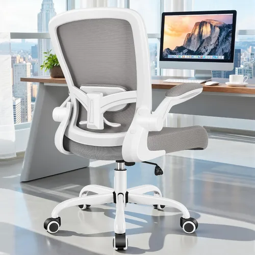 Miniatura 10 de FelixKing Silla de oficina, silla de escritorio ergonómica, sillas de malla transpirable, respaldo alto, soporte lumbar ajustable, reposabrazos Gris