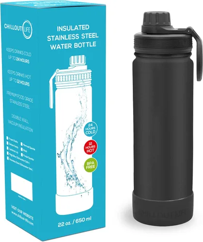 Miniatura 2 de CHILLOUT LIFE Botella de agua aislada para niños de 22 onzas para la escuela con tapa de boquilla a prueba de fugas y bonitas calcomanías Sirena