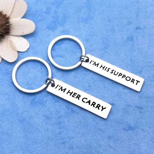 Miniatura 6 de Regalos para parejas, juego de llaveros para él y ella, regalo de San Valentín, regalo de San Valentín, llavero con texto en inglés "I'm Her Carry