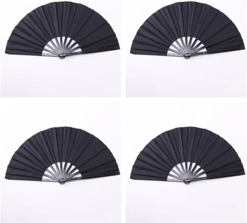 Miniatura 10 de Ventilador grande de plástico de 13 pulgadas para baile de línea, abanicos de mano para mujer, plegables, exteriores, bodas, fiestas (negro)