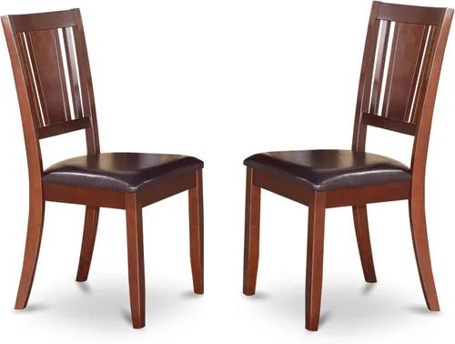 Miniatura 7 de East West Furniture DUC-BLK-LC Dudley - Sillas de comedor tapizadas de piel sintética, juego de 2, color negro