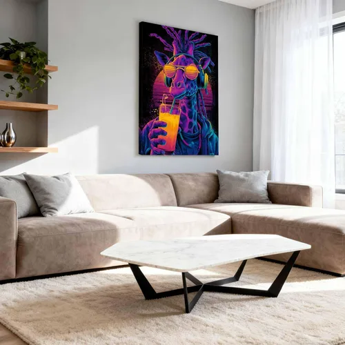 Miniatura 6 de Vibrant Neon Giraffe Poster Synthwave Wall Art for Bedroom Living Room Decoration Cool Animal Print Groovy Retro Music Decor-Unframed-12x18inch