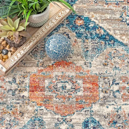 Miniatura 5 de nuLOOM Brynn Petalled Medallion - Alfombra de área, 4 x 6, color beige