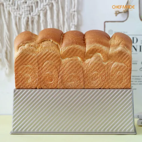 Miniatura 4 de CHEFMADE Caja tostadora con tapa, a rayas o estructura lisa, antiadherente, Teflon, para hornear