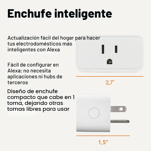 Miniatura 2 de Amazon Basics Enchufe inteligente, funciona solo con Alexa, Wi-Fi de 2.4 GHz, no requiere hub, 1 paquete, blanco