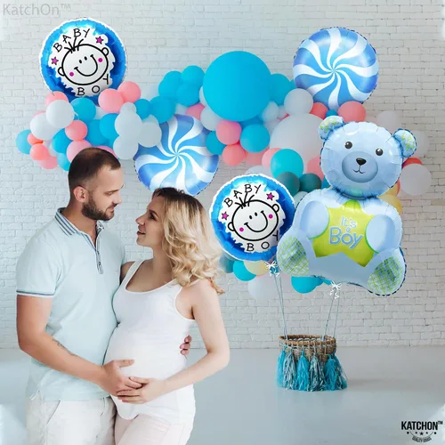 Miniatura 3 de KatchOn, Globos de oso de peluche para baby shower, paquete de 5, color azul, 30 pulgadas, It's A Boy, oso de peluche, decoraciones de baby shower
