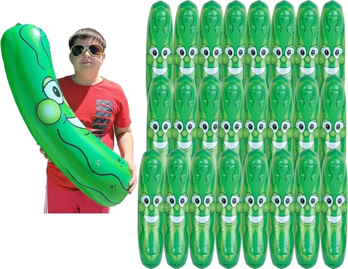 Miniatura 8 de Cabeza de pepinillo sonriente inflable gigante gigante de 36 pulgadas (3 pies). Vinilo inflable de cara inflable para playa, piscina, fideos, broma