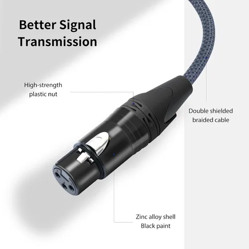 Miniatura 6 de Cable de audio de equilibrio de 3 pines hembra a hembra, cables de conexión de micrófono de 3 pines, cables de conexión XLR hembra a hembra DMX