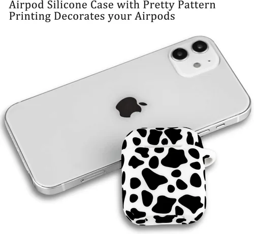 Miniatura 7 de LitoDream - Funda de silicona suave y flexible con llavero para Apple AirPods 2 y 1, ideal para niñas (vaca)
