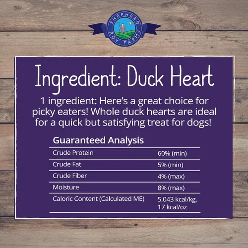 Miniatura 6 de Shepherd Boy Farms Golosinas liofilizadas para perros y gatos, corazón de pato, golosinas y aperitivos naturales liofilizados para perros