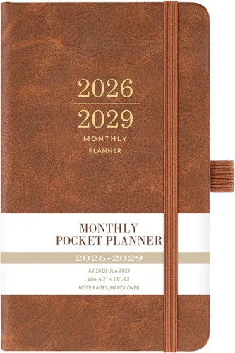 Miniatura 8 de Agenda mensual 2026-2029, planificador de 3 años con cubierta de piel sintética, julio de 2026 a diciembre de 2029, planificador de bolsillo pequeño