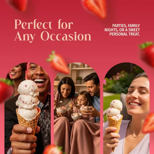 Miniatura 6 de Triple Scoop - Mezcla de helado de fresa prémium para hacer helados. Simple, fácil, delicioso. De mezcla gourmet a máquina en 5 minutos, hace 2