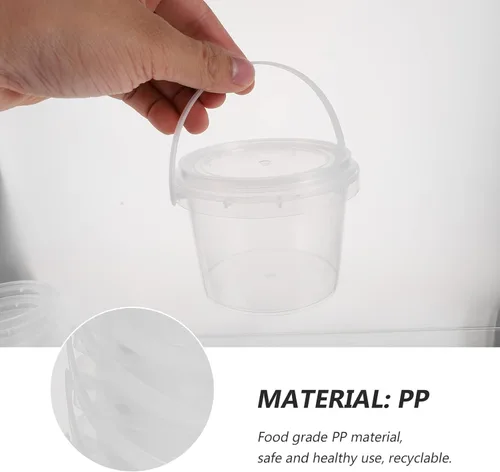 Miniatura 5 de Mini cubo de almacenamiento transparente con tapa, contenedor de plástico transparente de 10 onzas, seguro para alimentos, suministros de fiesta