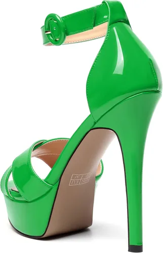 Miniatura 63 de MODENCOCO Sandalias de boda con correa de tobillo sexy para mujer, con plataforma y puntera abierta, tacón de aguja y tacón alto, zapatos de vestir