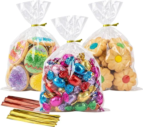 Miniatura 9 de Morepack Bolsas de celofán, 6 x 12 pulgadas, 200 bolsas de celofán con lazos para amarrarlas, de plástico, para poner postres, pastelería, dulces
