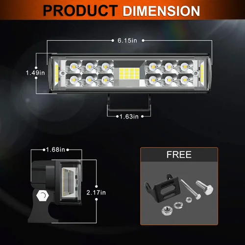 Miniatura 2 de AutoFeel - Barra de luz LED, cápsulas de luz LED de 7 pulgadas con iluminación blanca de 5500 lm y 6500 K, 2 unidades de 60 W, foco de inundación
