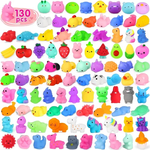 Yunaking 130 PCS Juguetes Squishy Mochi, Juguetes Squishy Kawaii Recuerdos de Fiesta para Niños Alivio del Estrés Juguetes Fidget Juguetes de Caja