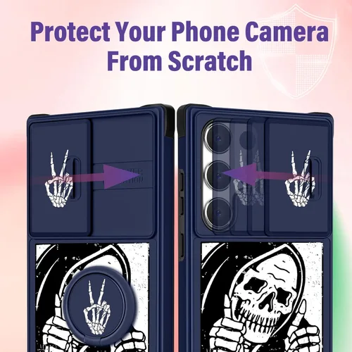 Miniatura 4 de Funermei para Samsung Galaxy S22 Ultra Funda - Funda de Teléfono con Calavera Bonita Esqueleto para Mujeres Niños Niñas Diseño Divertido Gótico Como