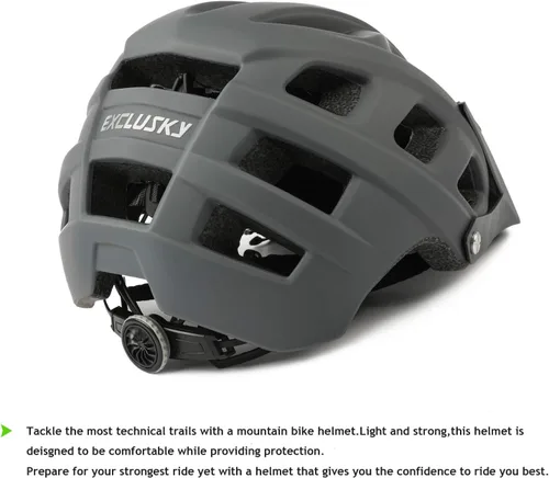 Miniatura 6 de Exclusky Casco de Bicicleta Casco de Bicicleta de Montaña para Adultos Casco Ligero de Ciclismo MTB para Hombres y Mujeres Casco de Bicicleta Gris-A