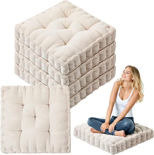 Miniatura 17 de Almohadas de suelo Jerify 22 x 22 Pulgadas Redondas Cuadradas Grandes Almohada de meditación para piso para aula Meditación para adultos Almohada