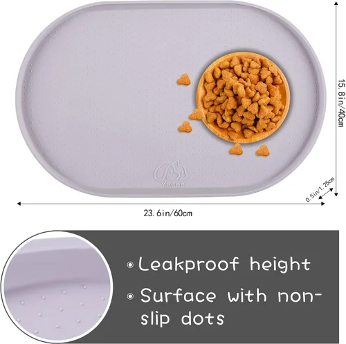 Miniatura 2 de Tapete de silicona 100% impermeable de 0.5 pulgadas, borde elevado sin BPA, tapete de alimentación para perros y gatos que contienen derrames, Paloma
