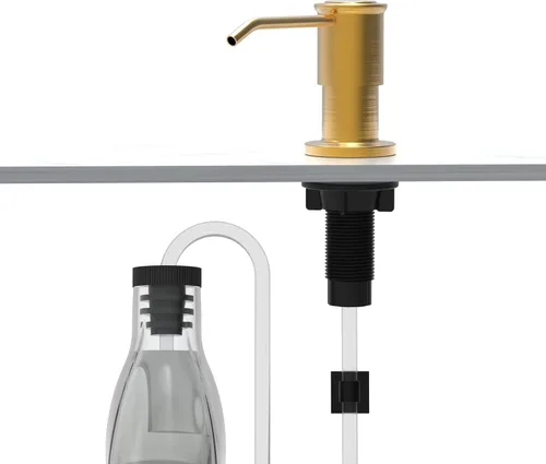 Dispensador de jabón para fregadero de cocina, dispensadores de jabón integrados de oro cepillado, dispensador de jabón para fregadero de acero