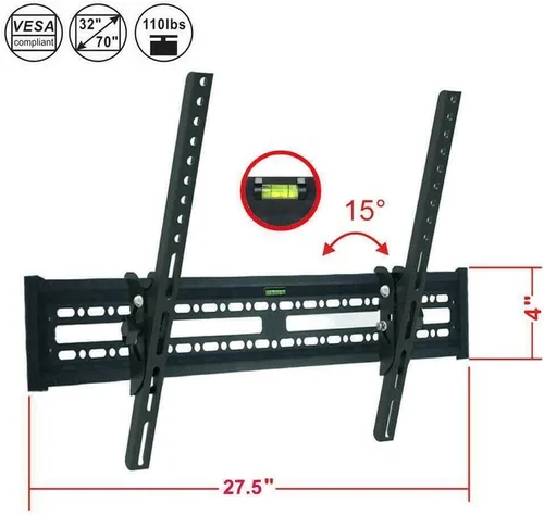 Miniatura 2 de NTQinParts Soporte de pared plano para TV giratorio de 10° con inclinación de 10° para Hisense 32H4F 32", 40H4F 40", 43H4F 43" H4 Series LED Smart TV