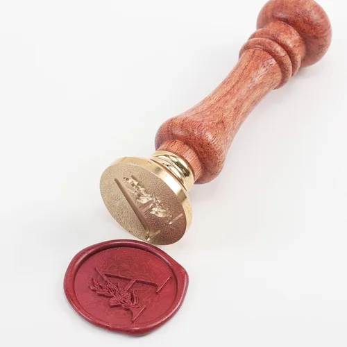 Miniatura 5 de Sello de cera de hojas de eucalipto, sello de sello de letra A del alfabeto ONWINPOR para invitación de fiesta de boda, envoltura de regalo, sobre