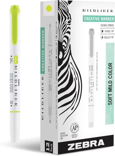Miniatura 21 de Zebra Pen Mildliner - Resaltador de doble punta, puntas gruesas y finas, Azul