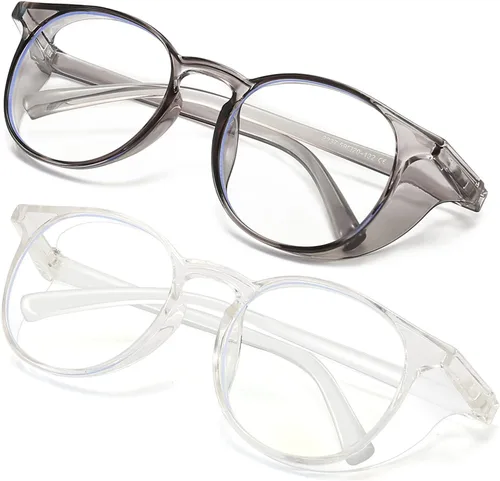 2 pares de gafas de seguridad anti niebla, gafas de protección azul, bloqueo de luz azul para hombres mujeres