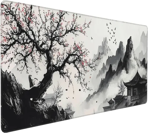 Miniatura 19 de Alfombrilla de mouse XXL para juegos grande, color rosa Sakura Death Life, alfombrilla de escritorio extendida, base de goma antideslizante de 35.4