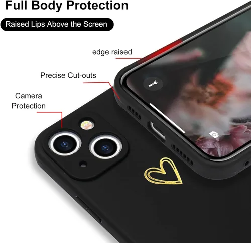 Miniatura 4 de Wirvyuer Funda para iPhone 13, bonita funda delgada a prueba de golpes con soporte de carga inalámbrica y protección, color negro