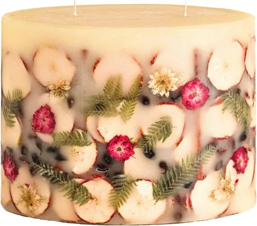 Miniatura 8 de Rosy Rings Vela botánica redonda mediana – Manzana picante de 6.5 pulgadas, tiempo de combustión, 200 horas, notas de cardamomo, canela, clavo