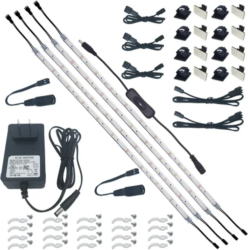 Litever Kit de iluminación LED para debajo del gabinete, 4 tiras LED flexibles de 20 pulgadas, 16 W, 1200 lúmenes, blanco cálido 2700 K. Adecuado